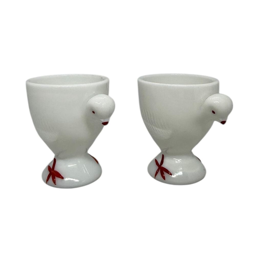 1950's Westmoreland Milk Glass Chick Design Egg Cups - A Pair - Picture 6 of 16